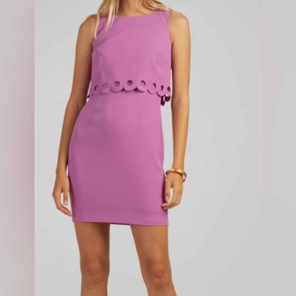 Trina Turk Posey Lilac Scallop Hem Mini Dress Morning Glory